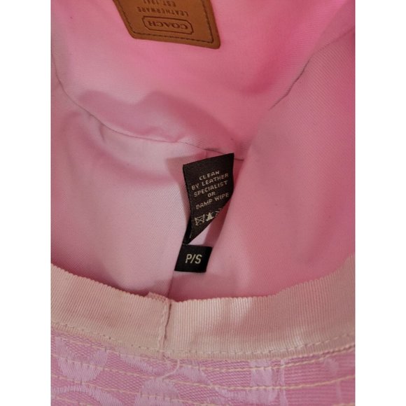Vintage Coach Women S Pink Bucket Leather Strap Hat Signature CC Jacquard Y2K